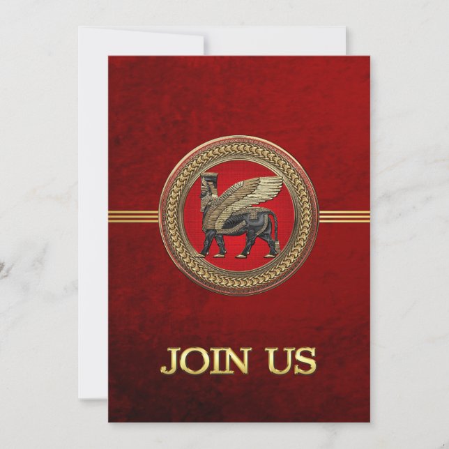 [100] Assyrian Winged Bull: Gold en Black Lamassu (Voorkant)