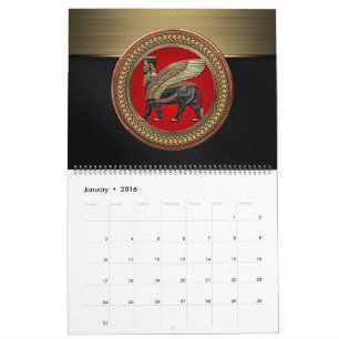 [100] Assyrian Winged Bull: Gold en Black Lamassu Kalender