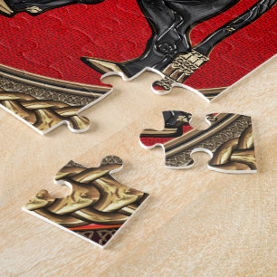 [100] Assyrian Winged Bull: Gold en Black Lamassu Legpuzzel