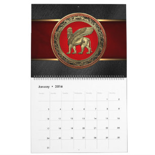 [100] Assyrische vleugelvleugel Lion - Gold Lamass Kalender