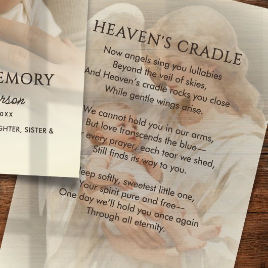 100 Baby Funeral Memorial Photo Prayer Cards Visitekaartje