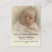 100 Baby Funeral Memorial Photo Prayer Cards Visitekaartje (Voorkant)