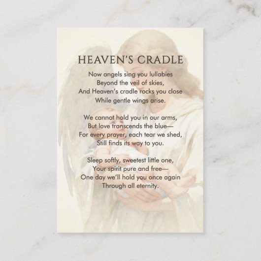 100 Baby Funeral Memorial Photo Prayer Cards Visitekaartje (Achterkant)