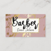 100 Barber Afspraak Herinnering Roze Marmer Visitekaartje (Voorkant)