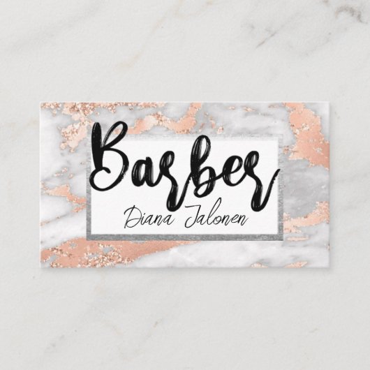 100 Barber Afspraak Herinnering Roze Marmer Visitekaartje (Voorkant)