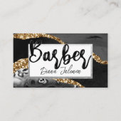 100 Barber Afspraak Herinnering Zwart Goud Marmer Visitekaartje (Voorkant)