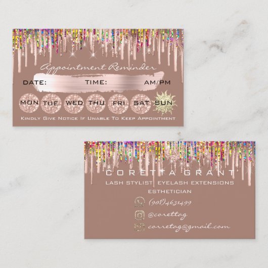 100 Benoemingsherinnering Holograaf Glitter Blush Visitekaartje (Voorkant / Achterkant)