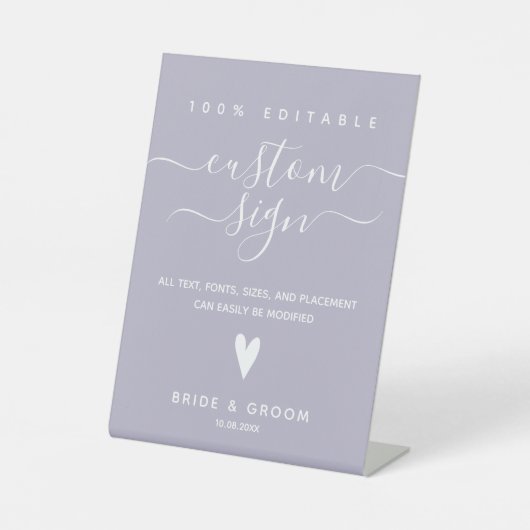 100% bewerkbare aangepaste voetafdruk huwelijk reclamebord met voetstuk (Voorkant)