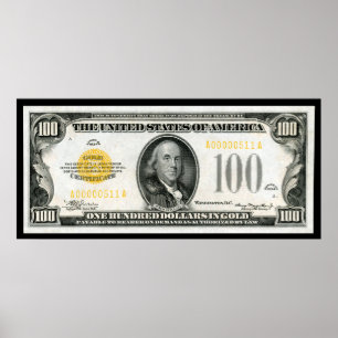 $100 BILL 1934-REEKS POSTER