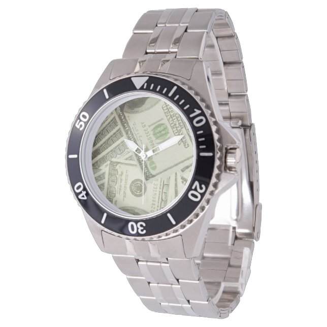 100$ Bill Oversized gouden armbandhorloge Horloge (Gekanteld)