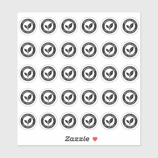 100% Biologisch Voedsel Mini Voedsetiket Sticker (Vel)