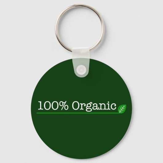100% Biologisch - witte tekst Sleutelhanger (Voorkant)
