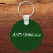 100% Biologisch - witte tekst Sleutelhanger (Voorkant)