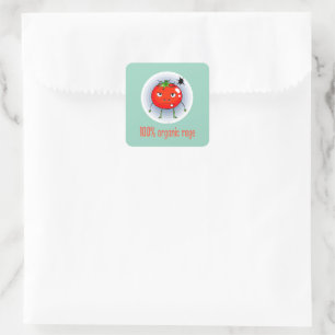 100% Biologische Woede Grappige Boze Tomaat Vierkante Sticker