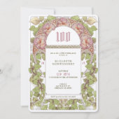 100 Birthday Invitation Art Nouveau Alphonse Mucha Kaart (Voorkant)