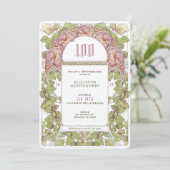 100 Birthday Invitation Art Nouveau Alphonse Mucha Kaart (Staand voorkant)