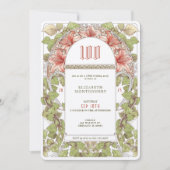 100 Birthday Invitation Art Nouveau Alphonse Mucha Kaart (Voorkant)