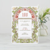 100 Birthday Invitation Art Nouveau Alphonse Mucha Kaart (Staand voorkant)