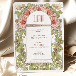 100 Birthday Invitation Art Nouveau Alphonse Mucha Kaart