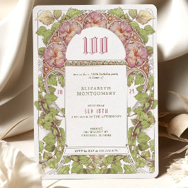100 Birthday Invitation Art Nouveau Alphonse Mucha Kaart