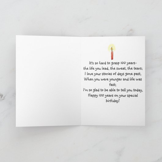100 Birthday Paper Greeting Card Unique Kaart (Binnen)