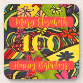 100 Birthdays Floral Bier Onderzetter (Voorkant)