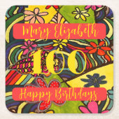 100 Birthdays Floral Kartonnen Onderzetters (Voorkant)