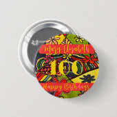 100 Birthdays Floral Ronde Button 5,7 Cm (Voorkant /achterkant)