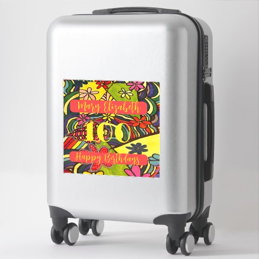 100 Birthdays Floral Sticker (Koffer)