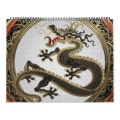 [100] Black and Gold Sacred Eastern Dragon Kalender (Hoes)