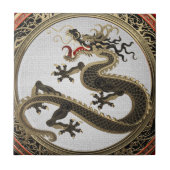 [100] Black and Gold Sacred Eastern Dragon Tegeltje (Voorkant)
