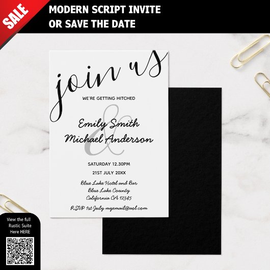 100 Black White SMALL Wedding Invite met lage begr Visitekaartje
