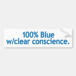 100% blauw met een zuiver geweten. bumpersticker