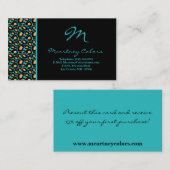 100 Blauwgroen Turquoise Cheetah Print Visitekaart Visitekaartje (Voorkant / Achterkant)