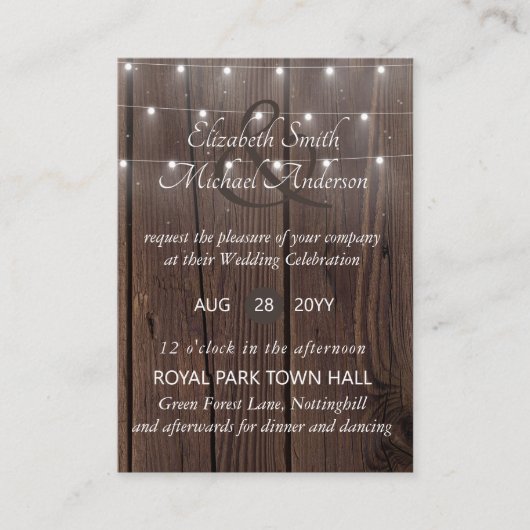 100 budget RUSTIC Wood Wedding nodigt uit Advieskaart (Voorkant)