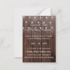 100 budget RUSTIC Wood Wedding nodigt uit Advieskaart