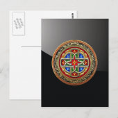[100] Celtic Cross [Gold+Enamel] Briefkaart (Voorkant / Achterkant)