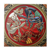 [100] Celtische schatten - Drie honden op goud Tegeltje (Voorkant)