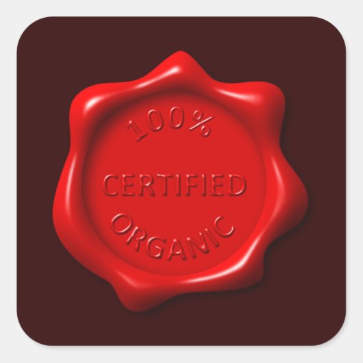 100% Certified Organic Wax Seal sticker square (Voorkant)