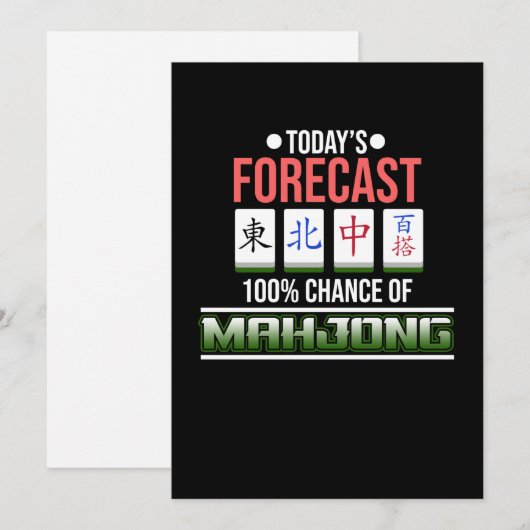 100% Chance Of Mahjong Game Mahjong Player Games Kaart (Voorkant / Achterkant)
