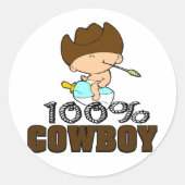 100% Cowboy Ronde Sticker (Voorkant)