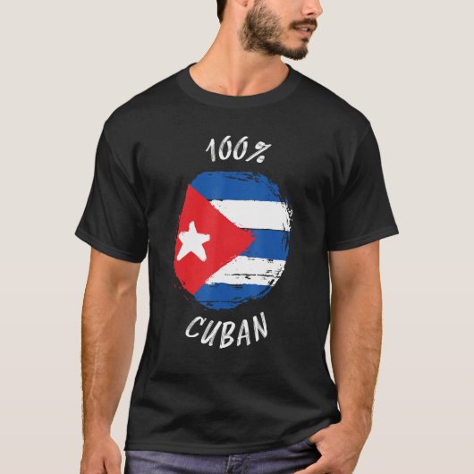 100 Cubaans Shirt Trots Cubaans Shirt Vlag Cuba (Voorkant)