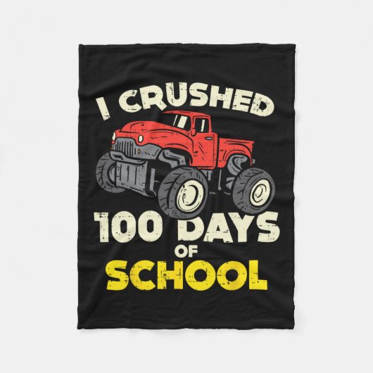 100-Daagse School Monster Truck 100ste Dag Bo Fleece Deken (Voorkant)