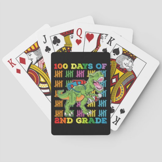 100 dagen 2e klas T Rex dinosaurus school Pokerkaarten (Achterkant)