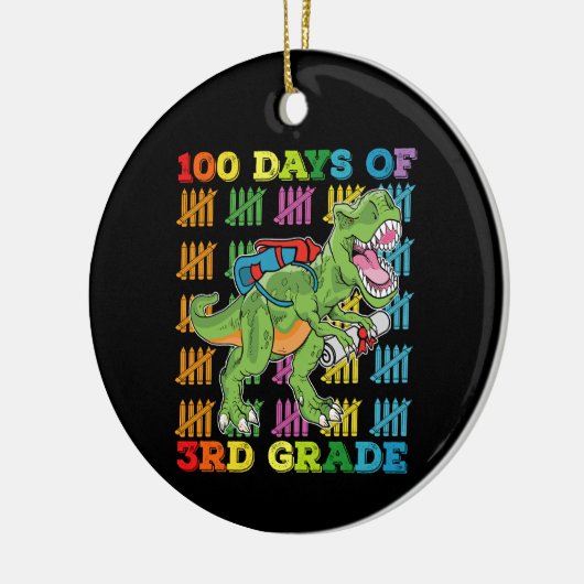 100 dagen 3e klas T Rex Dinosaurus School Keramisch Ornament (Links)