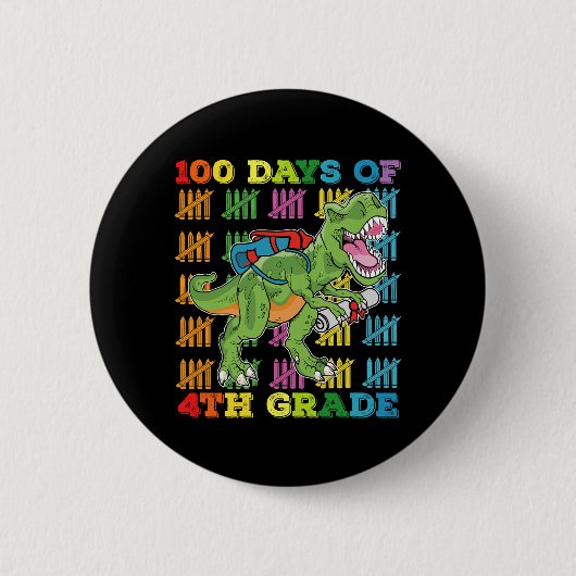 100 dagen 4e klas T Rex dinosaurus school Ronde Button 5,7 Cm (Voorkant)
