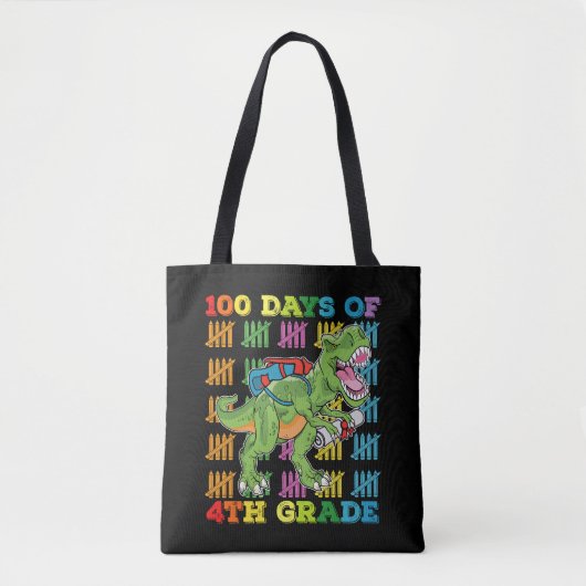 100 dagen 4e klas T Rex dinosaurus school Tote Bag (Voorkant)