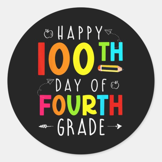 100 dagen 4e leerjaar 100e dag van school T Ronde Sticker (Voorkant)
