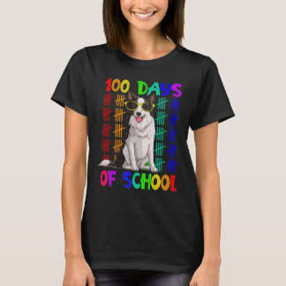 100 dagen aan de schoolgrens Collie Dog met glas T-shirt