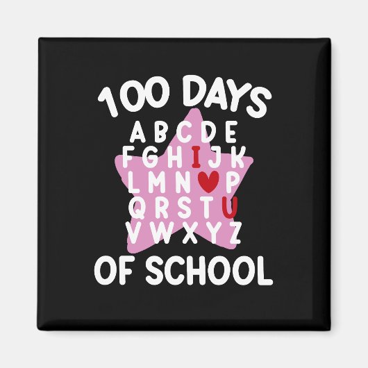 100 dagen alfabet voor school 100ste dag leraar  magneet (Voorkant)